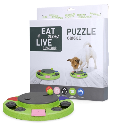 Eat Slow Live Longer Puzzle Circle - Aktivitets legetøj til hunde